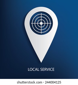 Local service symbol on blue background, clean vector