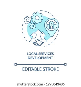 Local services development concept icon. Community change strategy abstract idea thin line illustration. Housing sector management. Vector isolated outline color drawing. Editable stroke