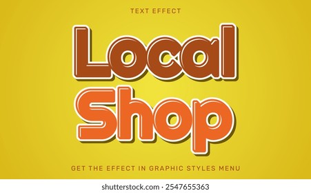 Plantilla de efecto de texto de tienda local en diseño 3D