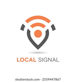 local signal logo. Wi-Fi location pin icon 