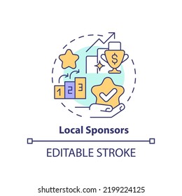 Local sponsors concept icon. Managers motivation. Important success factor abstract idea thin line illustration. Isolated outline drawing. Editable stroke. Arial, Myriad Pro-Bold fonts used