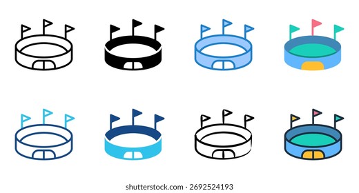 Local stadium icon set multiple style collection 
