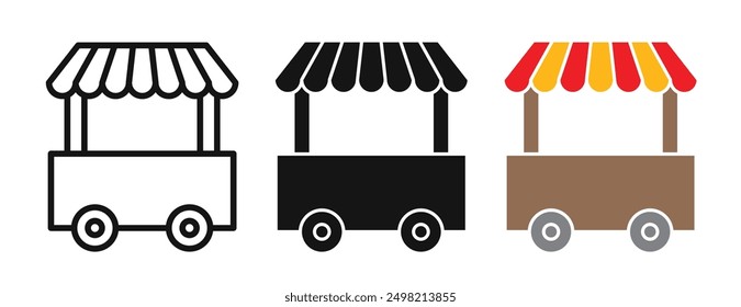 Local stall iconicon vector collection in outlined and solid style