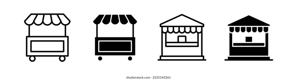 Local stall vector filled and outlined icons collection