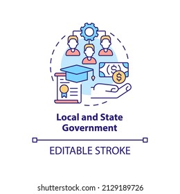 Local And State Government Concept Icon. Small Business Support Program Abstract Idea Thin Line Illustration. Isolated Outline Drawing. Editable Stroke. Arial, Myriad Pro-Bold Fonts Used