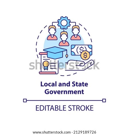 Local and state government concept icon. Small business support program abstract idea thin line illustration. Isolated outline drawing. Editable stroke. Arial, Myriad Pro-Bold fonts used