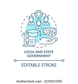 Local And State Government Turquoise Concept Icon. Small Business Support Program Abstract Idea Thin Line Illustration. Isolated Outline Drawing. Editable Stroke. Arial, Myriad Pro-Bold Fonts Used