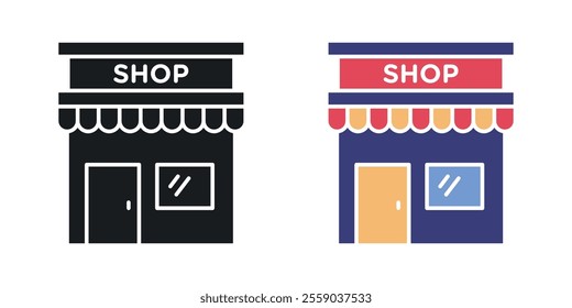 Local store icons in black and colored version