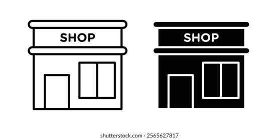 Local store icons in black and white colors