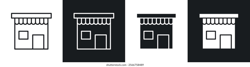 Local store icons in Thin line black color. flat simple vector symbols illustration.