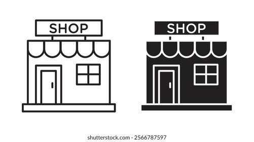 Local store vector line icon illustration