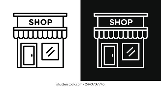 Local Storefront and Business Icons. Small Enterprise and Commerce Symbols.