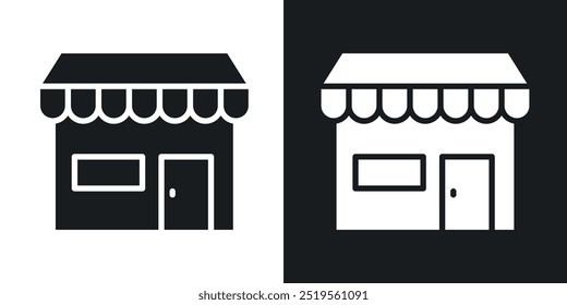 Icono de Vector de línea de tienda local establecido en estilo sólido y de contorno.