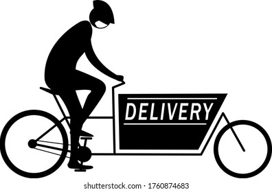 Local touchless delivery by cargo bike icon for web and mobile. Simple black icon on white background