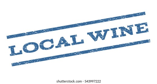 Local Wine watermark stamp. Text tag between parallel lines with grunge design style. Rubber seal stamp with unclean texture. Vector cobalt blue color ink imprint on a white background.