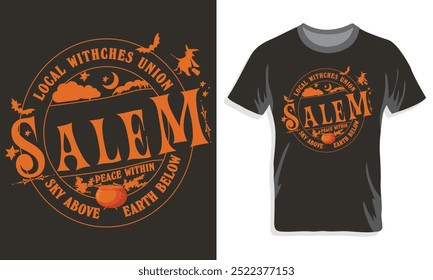 Local Witches Union Salem Halloween T-Shirt premium vector t-shirt design template