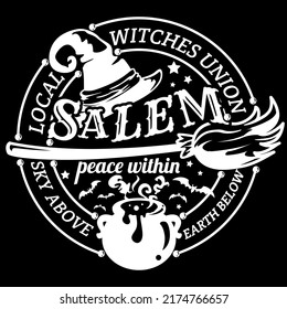 Local Witches Union Salem Witches illustration, Salem Broom Co vector, Witches Brew Eps Gift for Halloween