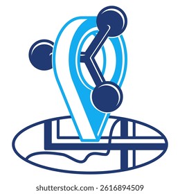 Locality icon represented by location, particle Dualtone style.