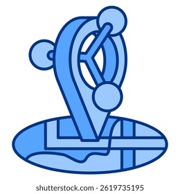 Lokalitätssymbol dargestellt durch Position, Partikel Blauer Stil.