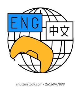 localization game development line icon vector. localization game development sign. isolated symbol illustration