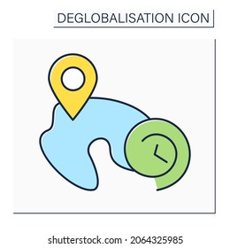 Localized Future Color Icon. Renew Social And Spiritual Well-being By Promoting Systemic Shift Towards Economic Localization.Globalisation Concept. Isolated Vector Illustration