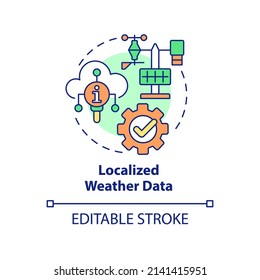 Localized weather data concept icon. Meteorology data. Current farming trends abstract idea thin line illustration. Isolated outline drawing. Editable stroke. Arial, Myriad Pro-Bold fonts used