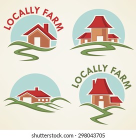 locally farm and homes, vector collection of property symbols, logo and emblems