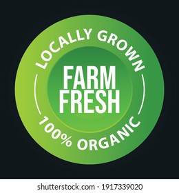 'locally grown, farm fresh symbol' green color vector icon isolated on white background