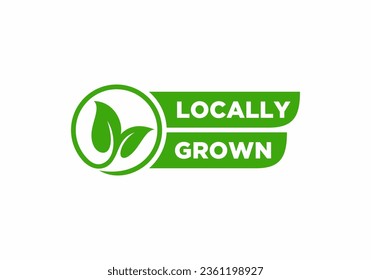 Locally grown flat stamp or label - eco-friendly emblem for packaging of regional farming fruits or vegetables