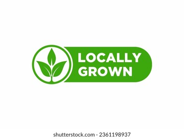 Locally grown flat stamp or label - eco-friendly emblem for packaging of regional farming fruits or vegetables