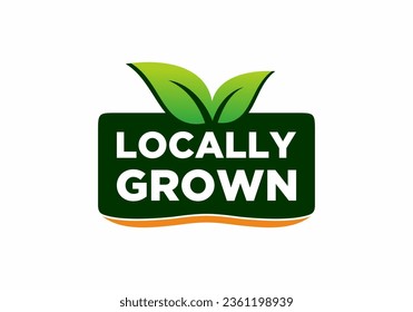 Locally grown flat stamp or label - eco-friendly emblem for packaging of regional farming fruits or vegetables