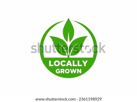 Locally grown flat stamp or label - eco-friendly emblem for packaging of regional farming fruits or vegetables