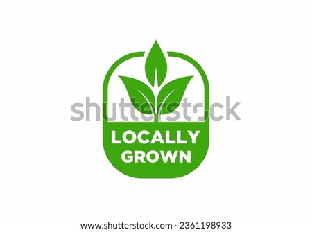 Locally grown flat stamp or label - eco-friendly emblem for packaging of regional farming fruits or vegetables
