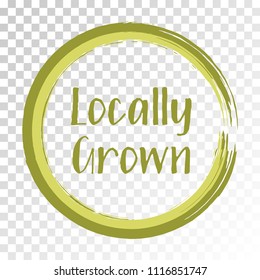 Locally grown food icon, label vector, round emblem for products packaging, food pack. Products grown on local farms sign, native grown tag circle frame, logo shape label graphic design.