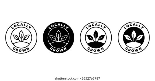 Ícone crescido localmente Logotipos circulares em preto e branco Modelo de ilustração de design de vetor