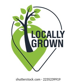 Locally grown label for packaging of regional farming fruits or vegetables - isolated pictogram