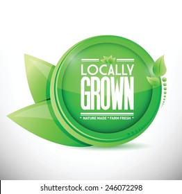 locally grown leave natural seal illustration design over a white background