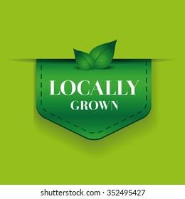 Locally grown ribbon vector green