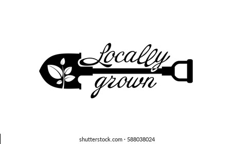 Locally grown. Shovel. Vector illustration.