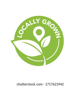 Locally grown stamp - emblem for packaging of regional farming fruits or vegetables - isolated vector pictogram