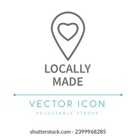 Locally Made Eco Friendly Product Vector Line Icon