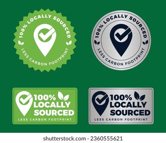 Locally Sourced icon, Logo, emblem, stamp, sticker label, badge, local product manufactured, less carbon footprint, leaf, new flat vector, latest illustration design.