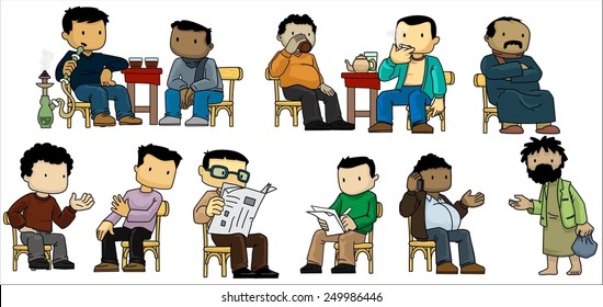 Locals Hanging Out In a Cafe-vector