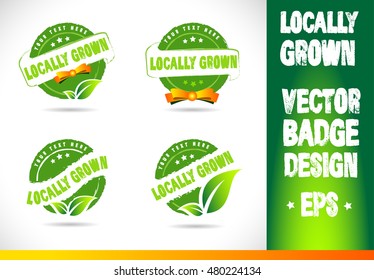 Localy grown Badge Vector Logobadge label seal stamp logo text design green leaf template vector eps