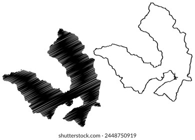 Bezirk Locarno (Schweiz, Schweizerische Eidgenossenschaft, Republik und Kanton Tessin, Tessin) Vektorillustration, Skizze anzeichnen Bezirk Locarnese Karte