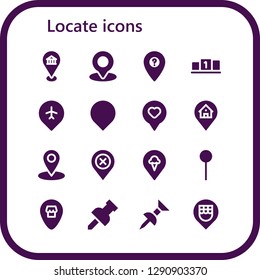  locate icon set. 16 filled locate icons. Simple modern icons about  - Location, Position, Pin