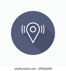 Locate Line icon Single  on color circle background