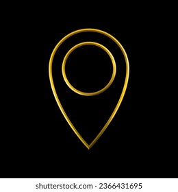 Locate pin marker icon. Metallic gold icons set collection.