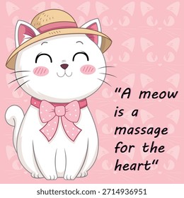 Located of a cute kitten with a hat and a nice message