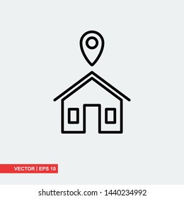 Located house  flat icon on white background, vector illustration
